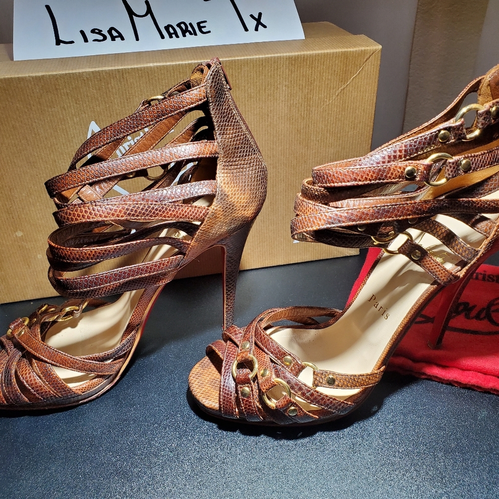 Camerona Karung Lizard Strappy Heels Size 39